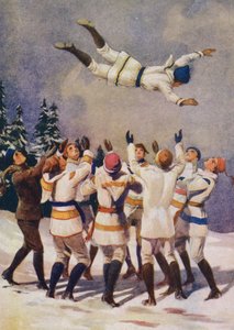 Sprett, en kanadisk vintersport (farge litho) av English School