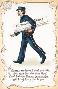 Guttelevering Christmas Times Avis, Julekort av English School