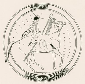 Gutt på hest (gravering) av English School