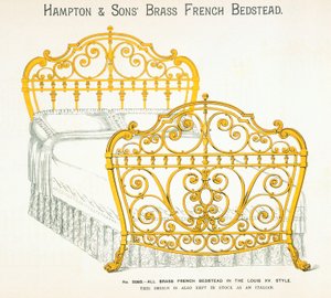 Fransk sengebunn i messing fra Hampton and Sons Catalogue of Furniture, 1902