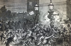 Bread Riot ved inngangen til Underhuset i 1815 av English School