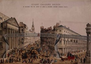 Bro over gaten ved Mansion House, ca. 1862 (akvatint) av English School