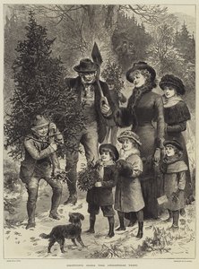 Bringing Home The Christmas Tree (gravering) av English School