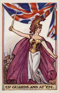 Britannia med soldater og unionsflagg (fargelitografi) av English School
