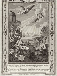 Den britiske admiralen George Rodneys seier over den franske flåten kommandert av Comte de Grasse i slaget ved Saintes, amerikansk uavhengighetskrig, 1782 av English School