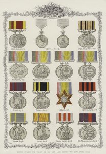 Britiske priser for tapperhet på sjø og land i løpet av de siste femti årene (chromolitho) av English School