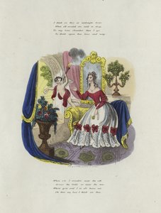 Britisk Valentine-kort med et bilde av en kjerub som leverer Valentines-kort fra en kvinne av English School
