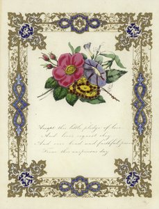 Britisk Valentine-kort med et bilde av blomster av English School