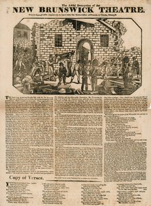 Broadsheet med The Awful Destruction of the New Brunswick Theatre, Wellclose Square, London