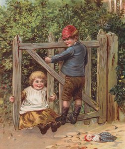 Ødelagt port (chromolitho) av English School