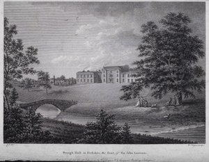 Brough Hall i Yorkshire, setet til Sir John Lawson (gravering) av English School