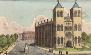 Brunswick Cathedral, Tyskland, siste hvilested for dronning Caroline, fremmedgjorte kone til kong George IV (farget gravering) av English School
