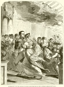 Buonaparte og keiserinnen rømmer fra brannen på det østerrikske ambassadørballet av English School