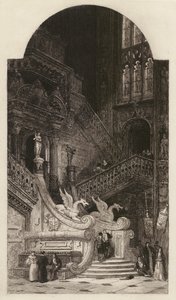 Burgos katedral, etset av CO Murray, etter David Roberts (lito) av English School