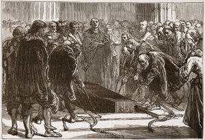Begravelse av Luther i Schloss-Kirk, Wittemberg, illustrasjon fra The History of Protestantism av James Aitken Wylie (1808-1890), pub. 1878 av English School