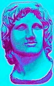 Byste av Alexander den store, fra British Museum, statue i Vatikanet, illustrasjon fra History of Rome av Victor Duruy, utgitt 1884 (digitalt forbedret bilde) av English School
