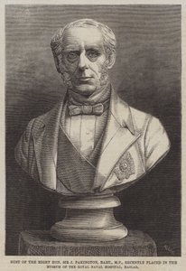 Byste av den høyre ærede Sir J Pakington, Baronet, MP, nylig plassert i Museum of the Royal Naval Hospital, Haslar (gravering) av English School