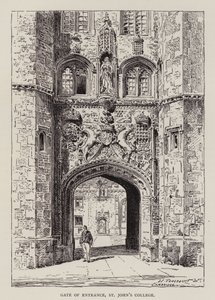 Cambridge: Gate of Entrance, St John's College (etsing) av English School