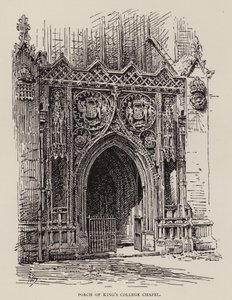 Cambridge: Porch of King's College Chapel (etsing) av English School