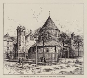 Cambridge: Rundkirken; eller Den hellige gravs kirke (radering) av English School