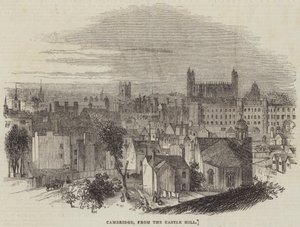 Cambridge, fra Castle Hill (gravering) av English School