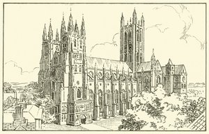 Canterbury Cathedral (blekk på papir) av English School
