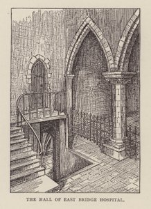 Canterbury: Hall of East Bridge Hospital (litho) av English School