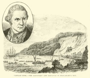 Kaptein Cook, oppdageren og besluttsomheten i Kealakekua Bay av English School