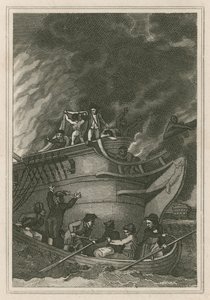 Kaptein George Farmers heltemot ved aksjonen 6. oktober 1779 (gravering) av English School
