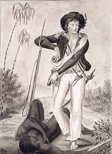 Kaptein John Gabriel Stedman (1744-97), ca. 1800 (blyant og vask på papir) (s/hvitt foto) av English School