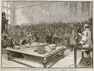 Kaptein Kidd foran baren i House of Commons, illustrasjon fra Cassells Illustrated History of England (sepia-bilde) av English School