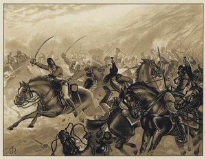 Kaptein Norman Ramsay og hans batteri av hesteartilleri ved Fuentes D#39;Onoro, 5. mai 1811 (lito) av English School