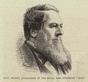Kaptein Revett, sjef for Royal Mail Steamship "Nile" (gravering) av English School