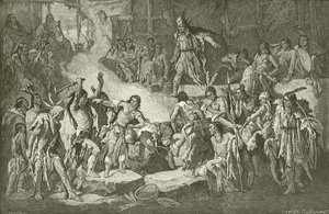 Kaptein Smith reddet av Pocahontas av English School
