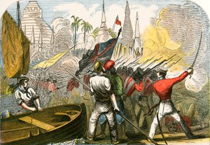 Eroberung von Rangun, birmanisches Reich von English School