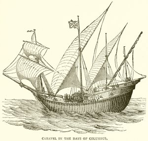 Caravel in the Days of Columbus av English School