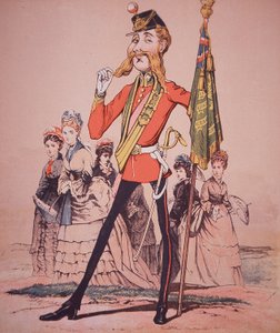 Karikatur av Infantry Subaltern med regimentfarger, fra 