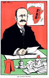 Karikatur av Sir Alfred Milner, britisk kolonialguvernør i Kappkolonien ved utbruddet av den andre bondekrigen av English School