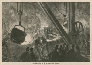 Støper en sylinder for den nye Albert Bridge i Chelsea av English School