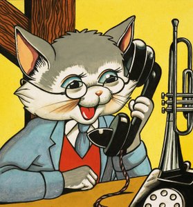 Katt som svarer på telefonen av English School