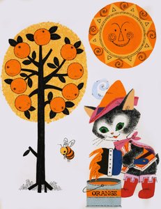 Katze malt die Welt orange