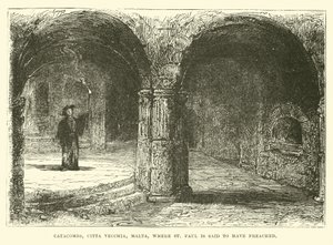 Catacombs, Citta Vecchia, Malta, hvor St. Paul sies å ha forkynt av English School