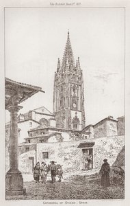 Katedralen i Oviedo, Spania (gravering) av English School