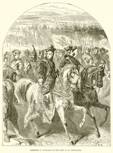 Katarina II. støttet av hæren i St. Petersburg av English School