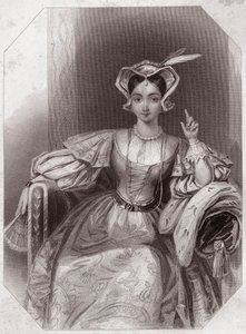 Katarina av Frankrike (Catherine, datter av Charles VI og Isabeau) (Henri V) (The Chronicle History of Henry the Fifth) i - "" Galerie des femmes de Shakespeare, samling av førtifem seriøse portretter av de tidlige London-kunstnerne, beriket med kritiker av English School