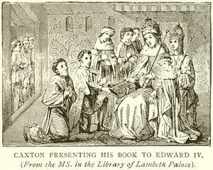 Caxton presenterer boken sin til Edward IV av English School