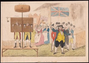 Cecil Wray i Pillory The Rights of the Commons, pub. 1784 (håndfarget gravering) av English School