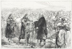Feiring av eukaristien av hussittene i et felt nær Praha, illustrasjon fra The History of Protestantism av James Aitken Wylie (1808-1890), pub. 1878 av English School