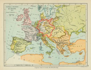 Sentral- og Vest-Europa (fargelitografi) av English School