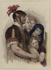 Centurion og hans familie (farge litho) av English School